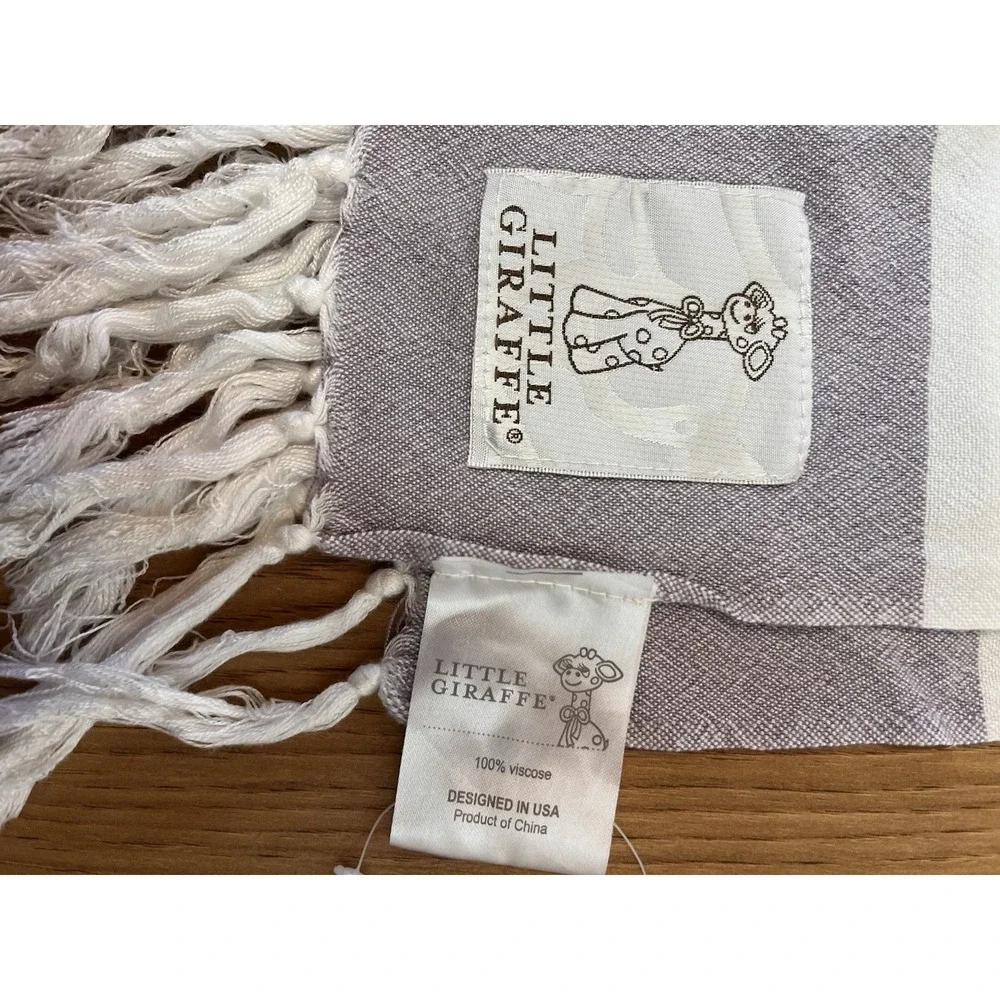 LITTLE GIRAFFE Indigo Turkish Towel Baby Blanket Towel Lavender‎ White Stripe